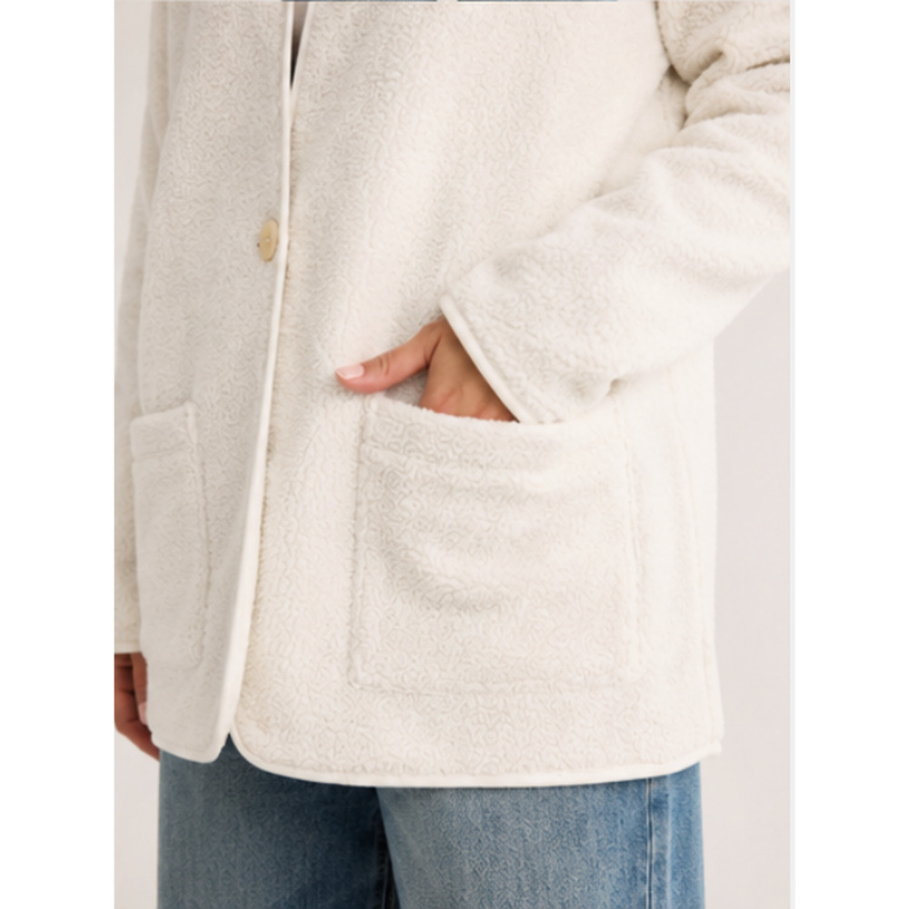 NEW J.JILL PURE JILL CREAM GRAY FLEECE LINED BOUCLE TEDDY CARDIGAN JACKET SZ XS - Picture 6 of 10